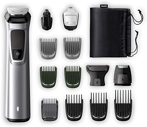 Philips MG7720/15 Recortadora 14 en 1 Maquina recortadora de barba y Cortapelos para hombre, óptima precisión, tecnología Dualcut, autonomía de 120 minutos, batería, Negro/Plata