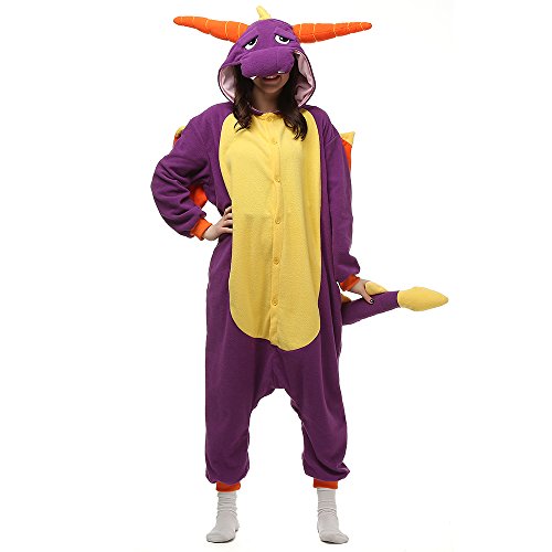 Pijama de Animal Unisexo Adulto Cosplay Disfraz con Capucha Onesies Kigurumi Pyjama Mamelucos Ropa De Dormir,LTY12,Dragón,M