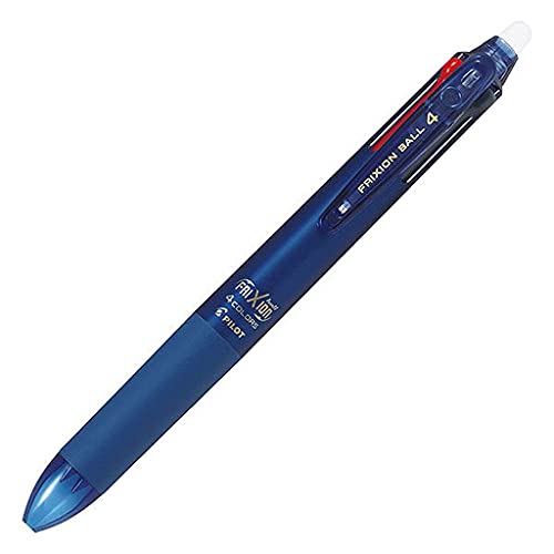 Pilot Bolígrafo, Frixion Ball 4, 0.38mm Ultra Fine, 4 Colores (Negro, Rojo, Azul y Verde), Cuerpo Azul Negro (PLKFB80UF-BB)