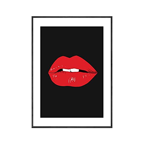 Pinturas en lienzo Moda Seducción Labios rojos Impresiones de imágenes y póster Dormitorio Sala de estar Sofá Fondo Arte de la pared Decoración 19.6 "x27.5" (50x70cm) Sin marco