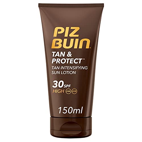 Piz Buin, Protección Solar, Loción Solar Tan & Protect Intensificadora del Bronceado SPF 30 Protección Alta, Bote 150 ml