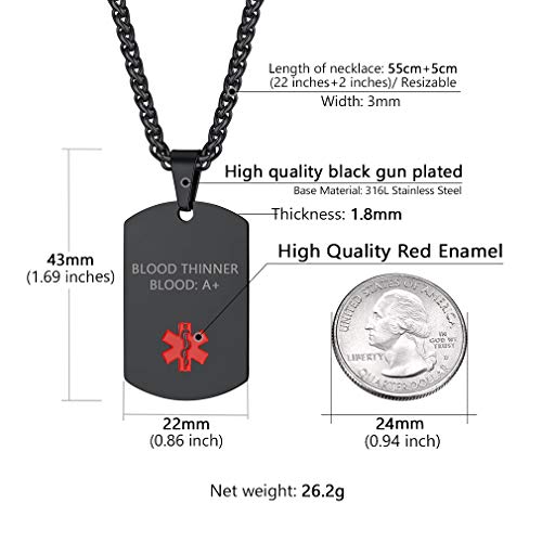 Placa de Identidad con Cadena Trenzada Trigo Espiga Collar Acero Inoxidable Personalizado Grabar Textos Láser Joyería Moderna de Necesidades Negro Esmalte Rojo