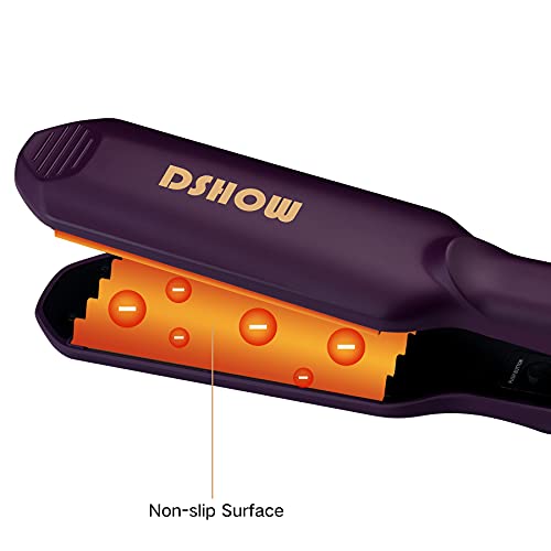 Plancha de crimpar DSHOW Volumizing Crimper con placas de cerámica de titanio Styling Tools for Women Girls (MORADO)