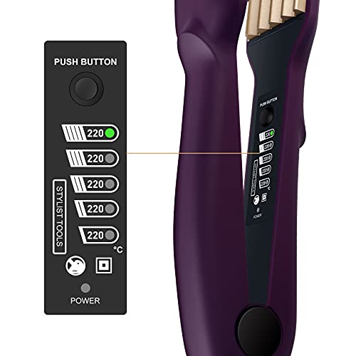 Plancha de crimpar DSHOW Volumizing Crimper con placas de cerámica de titanio Styling Tools for Women Girls (MORADO)