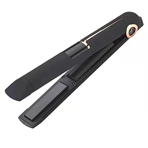 Plancha de pelo portátil, Plancha de pelo pequeña 2 en 1, Plancha de pelo profesional ghd con revestimiento de cerámica, Plancha de pelo para viaje (Negro)