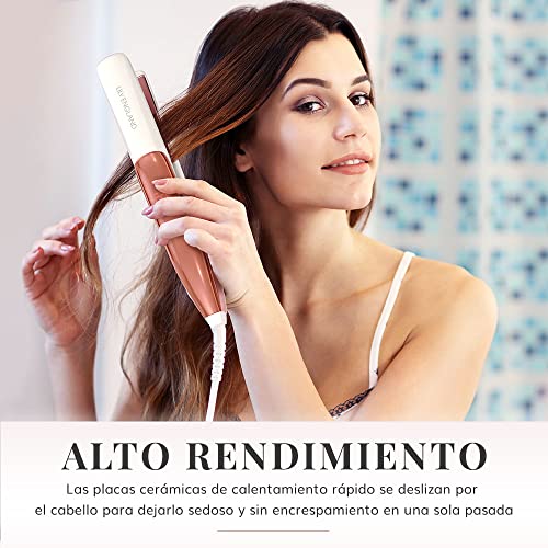 Plancha del Pelo - Planchas de Cerámica Flotantes para todos los Cabellos - Alisado y Rizos, 100℃-230℃, Temperatura Ajustable - Oro Rosa, Lily England