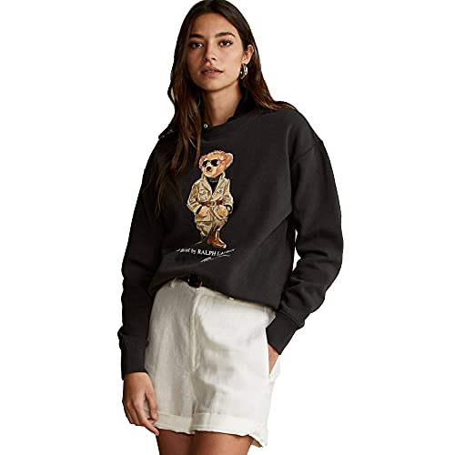 Polo Ralph Lauren Sudadera para Mujer Polo Bear (M, Black)