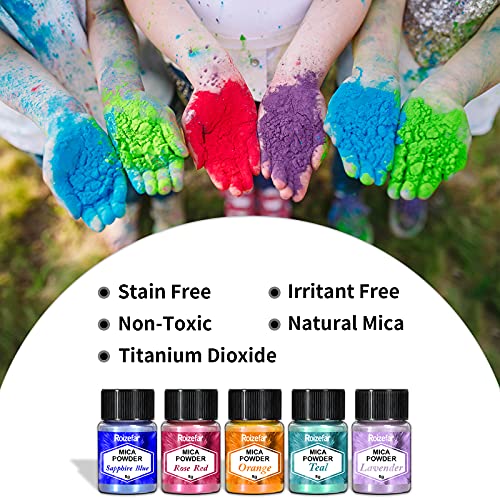 Polvo de mica - Pigmento de resina epoxi de 32 colores, tinte de jabón natural, tinte en polvo metálico para hacer joyas, bombas de baño, velas, decoración de uñas (5 g por botella)