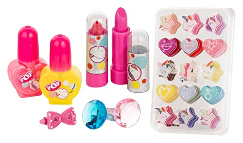 POP GIRL Mini Beauty Case Set- Neon Purple - Estuche de Maquillaje con Productos Divertidos para un Cambio de Imagen de la Cabeza a los Pies, Divertido Kit de Maquillaje, Coloridos Accesorios