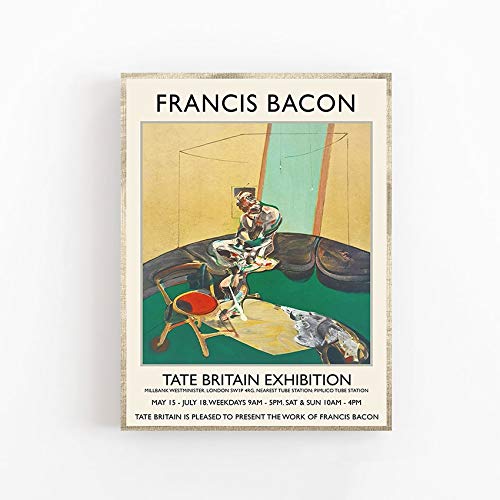 Póster de exposición de Francis Bacon - Calidad de galería - Decoración de arte de pared - Lienzo decorativo sin marco familiar pintura U 50x75cm