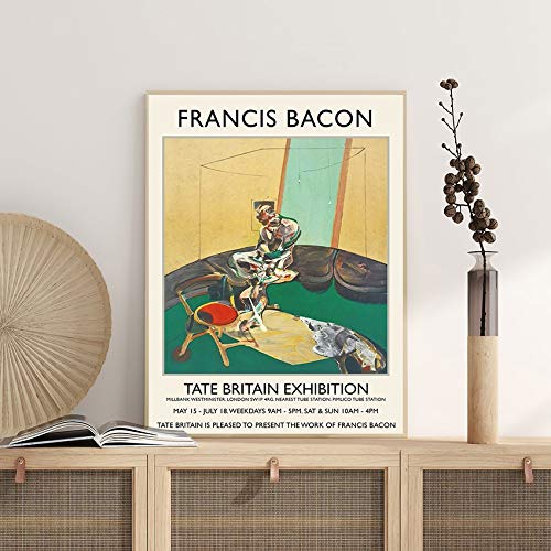 Póster de exposición de Francis Bacon - Calidad de galería - Decoración de arte de pared - Lienzo decorativo sin marco familiar V 60x80cm