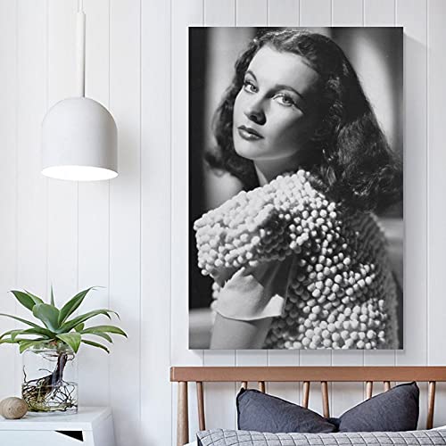 Póster de la película británica Vivien Leigh de estilo vintage Glamour con texto en inglés "Vivien Leigh", póster y arte para pared, diseño moderno de decoración de dormitorio familiar de 30 x 45 cm