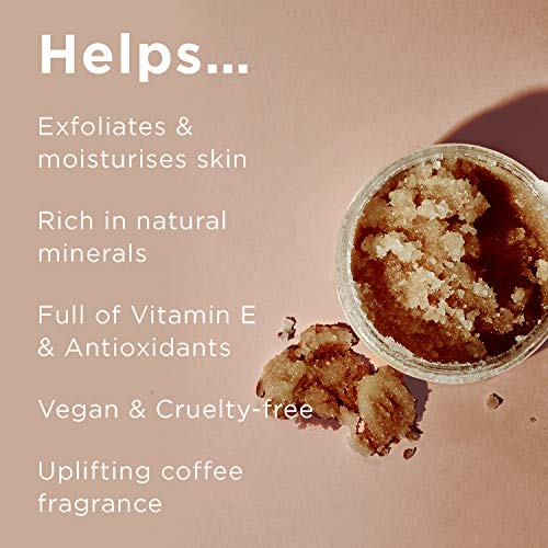 PraNaturals Exfoliante Corporal de Café y Sal del Mar Muerto, 500g – Fórmula Natural, Exfoliante, Hidratante, Hecho de Polvo de Café Arabica, Vegano y Cruelty Free