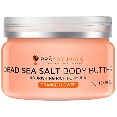 PraNaturals - Kit de cuidado corporal con sales del Mar Muerto - Exfoliante y manteca corporal hidratante para una piel suave - Mango y Kiwi, Higo Verde, Flor de Naranja - Vegano y Cruelty Free