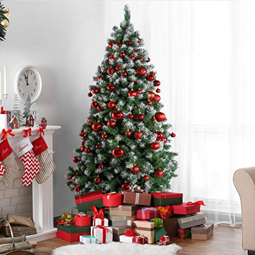 Prextex Árbol de Navidad Artificial Articulado Premium - Abeto Navidad de 180 cm con 1200 Puntas Blancas escarchadas - Árbol de Navidad Frondoso Ligero y Fácil de Montar con Base Metálica