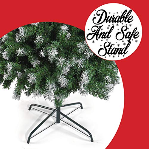 Prextex Árbol de Navidad Artificial Articulado Premium - Abeto Navidad de 180 cm con 1200 Puntas Blancas escarchadas - Árbol de Navidad Frondoso Ligero y Fácil de Montar con Base Metálica