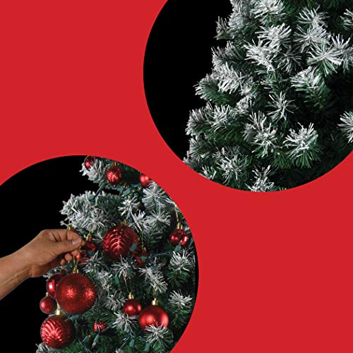 Prextex Árbol de Navidad Artificial Articulado Premium - Abeto Navidad de 180 cm con 1200 Puntas Blancas escarchadas - Árbol de Navidad Frondoso Ligero y Fácil de Montar con Base Metálica