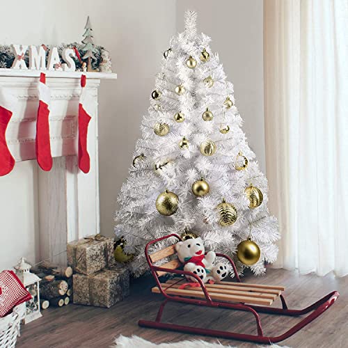 Prextex Árbol de Navidad de 120 cm – Abeto Navidad Artificial de 320 Puntas, Articulado – Árbol de Navidad Frondoso Blanco, Ligero y Fácil de Montar con Base Metálica