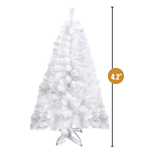 Prextex Árbol de Navidad de 120 cm – Abeto Navidad Artificial de 320 Puntas, Articulado – Árbol de Navidad Frondoso Blanco, Ligero y Fácil de Montar con Base Metálica