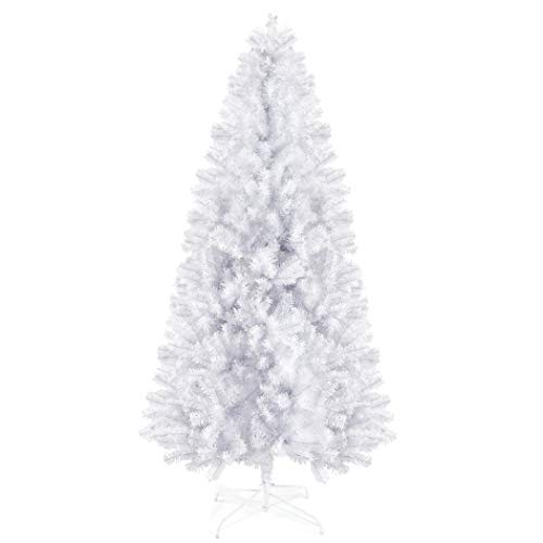 Prextex Árbol de Navidad de 180 cm – Abeto Navidad Artificial Premium de 1200 Puntas Articulado, Nevado, Blanco – Árbol de Navidad Frondoso Blanco, Ligero y Fácil de Montar con Base Metálica