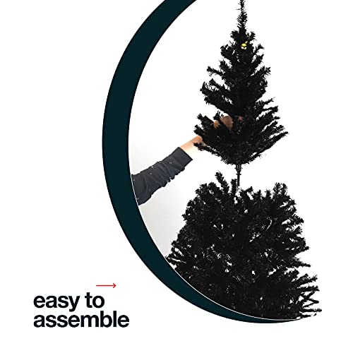 Prextex Árbol de Navidad Negro Premium de 180 cm – Robusto Abeto Navidad Artificial Frondoso, Ligero y Fácil de Montar - Árbol de Navidad Frondoso con Base Metálica y 1200 Puntas