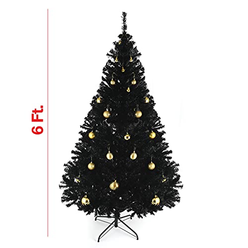 Prextex Árbol de Navidad Negro Premium de 180 cm – Robusto Abeto Navidad Artificial Frondoso, Ligero y Fácil de Montar - Árbol de Navidad Frondoso con Base Metálica y 1200 Puntas