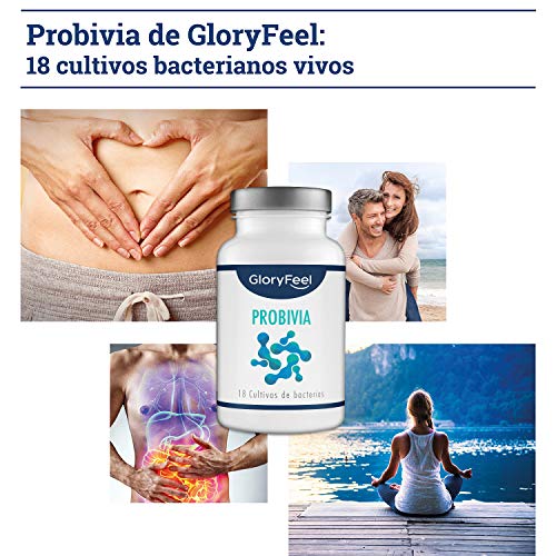 Probióticos Complex - 18 cepas bacterianas - 200 cápsulas con revestimiento entérico - Probióticos y prebióticos para la flora intestinal - Inulina + Lactobacillus gasseri