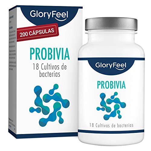 Probióticos Complex - 18 cepas bacterianas - 200 cápsulas con revestimiento entérico - Probióticos y prebióticos para la flora intestinal - Inulina + Lactobacillus gasseri