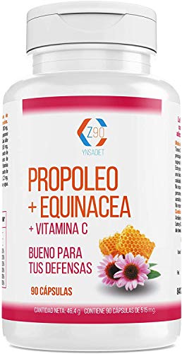 Propoleo Puro 90 Cápsulas| Vitamina C| Equinacea |Zinc| Vitaminas para Más Energía y Vitalidad| Refuerza las Defensas| Z90