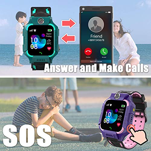 PTHTECHUS Reloj Inteligente Niño de Podómetro, Smartwatch Niños con 14 Juegos SOS Llamada MúSica Linterna Cámara Despertador Regalos para niños de 4 a 12 años (Y19-Purple)