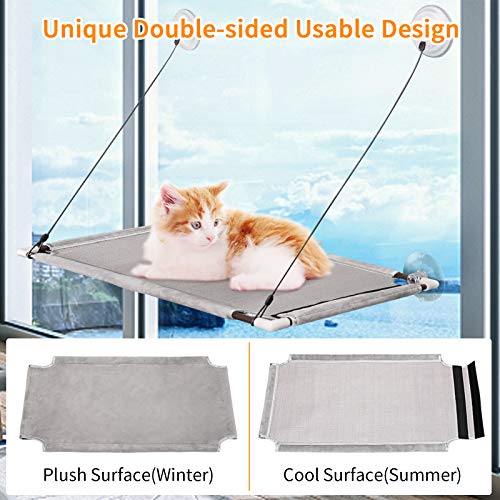 PUEIKAI Hamaca Ventana de Gato, Cama Gato Colgante para Gato, Hamaca Ventosa para Gatos con Ventosas de Perilla Resistentes, Cama de Gato Ventosa para Tomar el Sol, Soportar hasta 50LBS