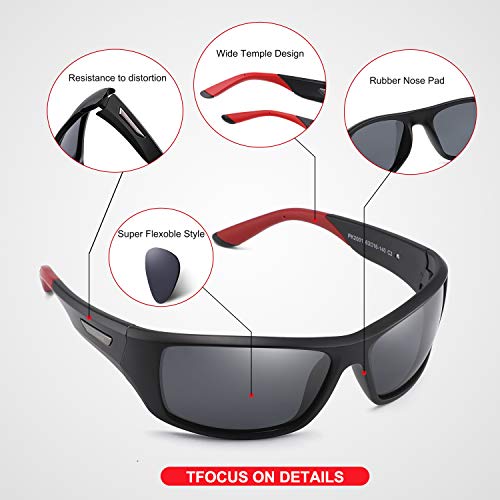 PUKCLAR Gafas de Sol Hombre Polarizadas, Deportivas, para Ciclismo, para Mujer, Protecci¨®n UV400, Cat 3 CE C1 Marco Negro/Cat 3 Gris L