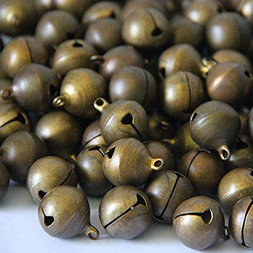 Qiwenr 200 Piezas 6MM Cascabeles de Bronce Vintage，Campanillas de Metal té Mano Bell Campanas de Navidad,para Timbre de Puerta Entrenamiento de Orinal para Perros Decoración de Navidad