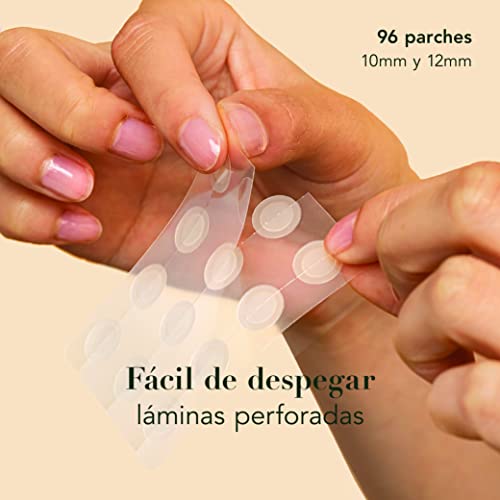 Rael parche de tratamiento facial antiacné – invisible, absorbe las imperfecciones, con hidrocoloide, de dos tamaños: 10 mm y 12 mm (96 unidades)