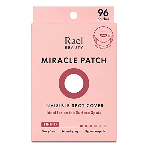 Rael parche de tratamiento facial antiacné – invisible, absorbe las imperfecciones, con hidrocoloide, de dos tamaños: 10 mm y 12 mm (96 unidades)