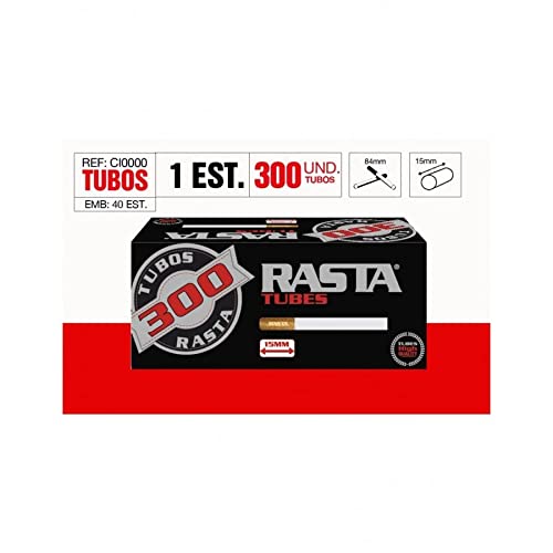 RASTA 1200 Tubos Vacíos con Filtro de 8 mm x 15mm para Tabaco de Liar (4 cajas de 300), fabricado en EU