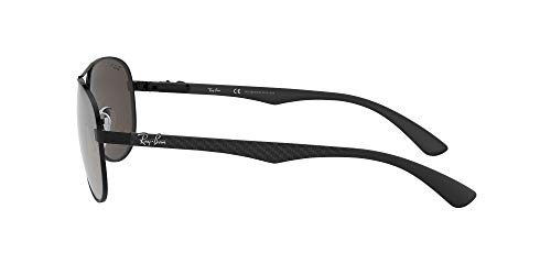 Ray-Ban Carbon Fibre Gafas de sol, Aviador, Polarizadas, 61, Negro (marco: negro, lentes: espejo polarizado gris 002 / K7)