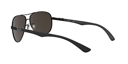 Ray-Ban Carbon Fibre Gafas de sol, Aviador, Polarizadas, 61, Negro (marco: negro, lentes: espejo polarizado gris 002 / K7)