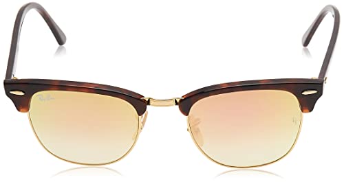 Ray-Ban Clubmaster, Gafas de Sol Unisex, Multicolor (Marco: Rojo Havana ,Vidrio: Azulado 990/7Q), 51 milímetros