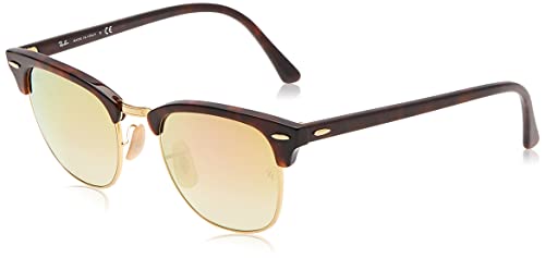 Ray-Ban Clubmaster, Gafas de Sol Unisex, Multicolor (Marco: Rojo Havana ,Vidrio: Azulado 990/7Q), 51 milímetros