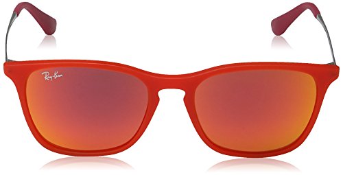 Ray Ban Junior 9052S - Gafas de sol unisex, color naranja (red fluo trasparent rubber), talla 49 mm