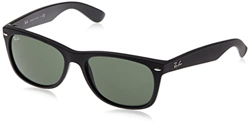 Ray-Ban New Wayfarer Gafas, Parte Superior de Goma Negra sobre Negro Brillante Y Verde, 52 Unisex Adulto