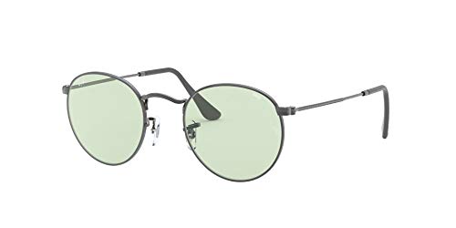 Ray-Ban RB3447 Evolve Round Metal Sunglasses Gafas, Ruthenium/Lught Green, 50/21/145 Unisex Adulto