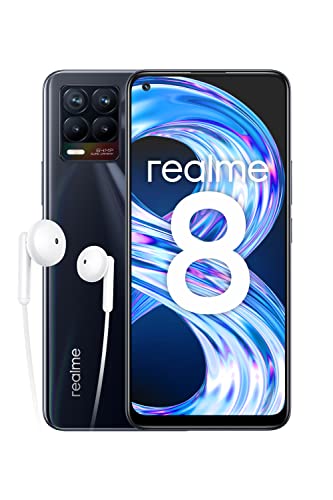 realme 8 - Smartphone Libre (Pantalla AMOLED superior 6.4", 8GB RAM +128GB , MediaTek Helio G95, Cámara cuádruple con IA de 64MP, Carga Dart de 30W batería de 5000 mAh) Punk Black - Exclusivo Amazon