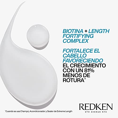 Redken | Champú Fortalecedor con Biotina Para Cabello Dañado y Quebradizo, Extreme Length, 300 ml