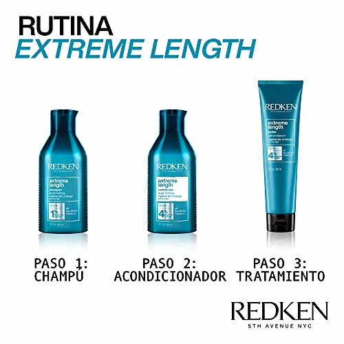 Redken | Champú Fortalecedor con Biotina Para Cabello Dañado y Quebradizo, Extreme Length, 300 ml