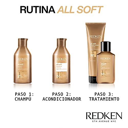 Redken | Champú Hidratante con Aceite de Argán para Cabello Seco y Frágil, All Soft, 300 ml