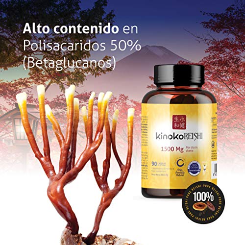 Reishi Puro 1500mg | 90 cápsulas | 50% de Polisacáridos Betaglucanos Bioactivos β-(1,3) β-(1,6) | Ganoderma Lucidum | Kinoko Reishi | Para reforzar tus Defensas y Sistema Inmune.