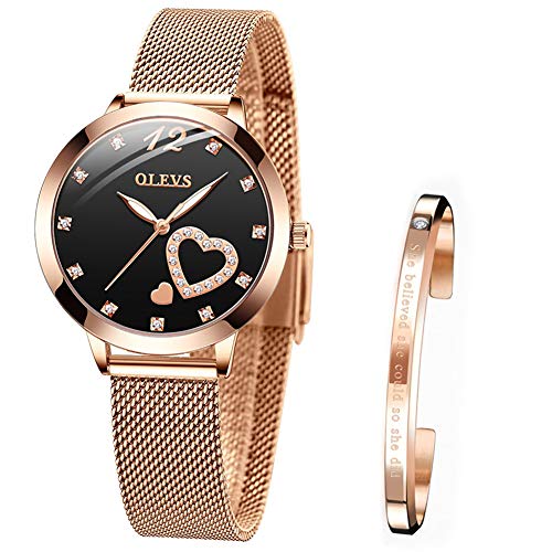 Reloj de Mujer Acero Inoxidable Impermeable Analogico Cuarzo Reloj Regalo Cumpleaños Mujer