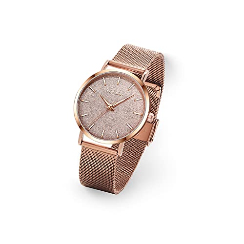 Reloj de Oro Rosa para Mujer Reloj de Cuarzo analógico de Malla de Acero Inoxidable para Mujer de Moda Casual Relojes